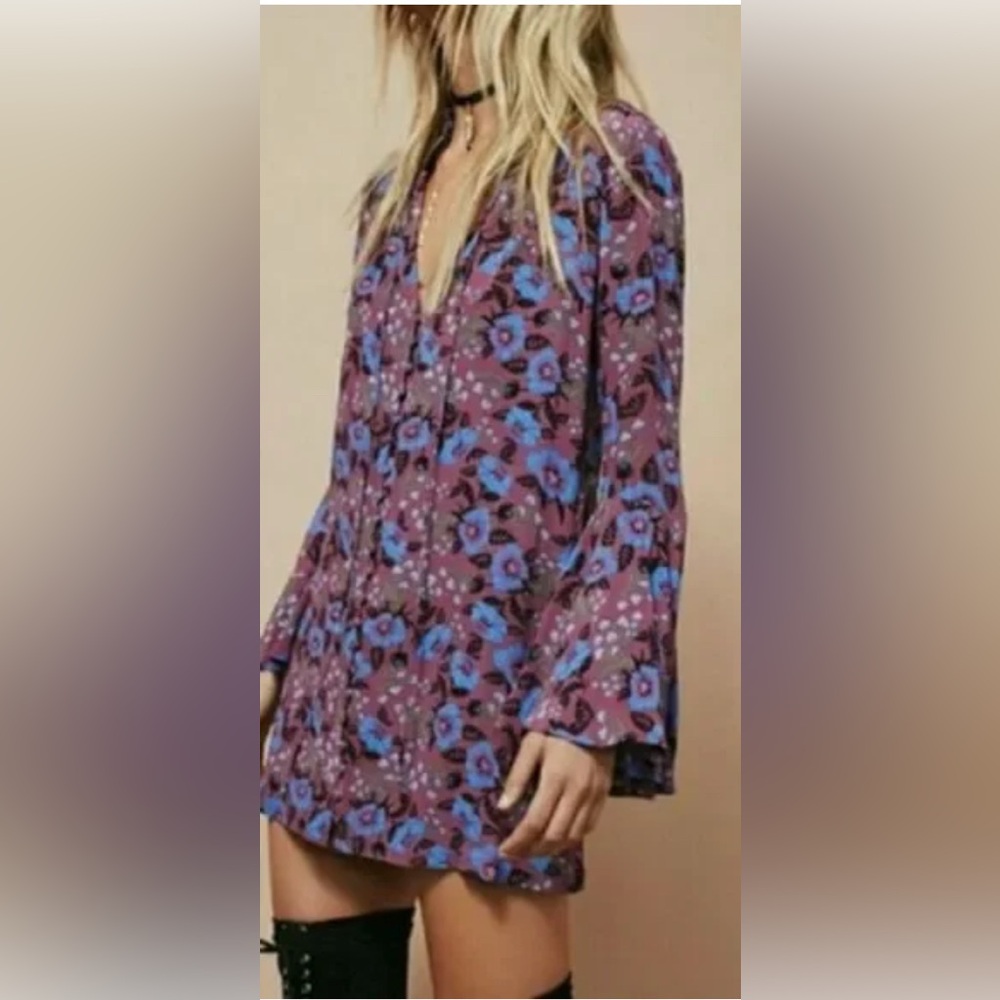 Free People Magic Mystery Boho Floral
Tunic Dress Bell Sleeves Size X-Small A52 - Picture 3 of 5